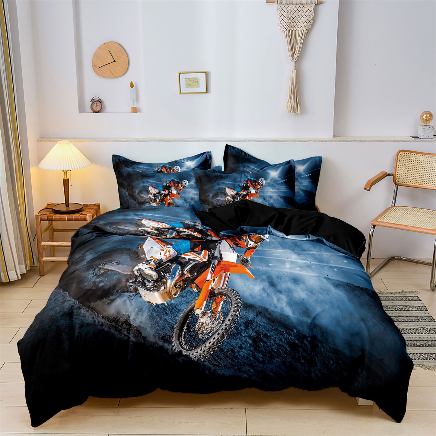 Motorcycle Off-road Printed Quilt/Duvet Cover Bedding Set