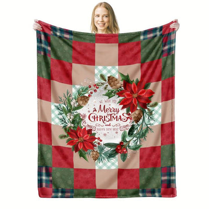 Christmas Floral Flannel Blanket