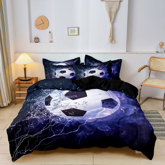 Water Fire Flash Football Printed Quilt/Duvet Cover Bedding Set