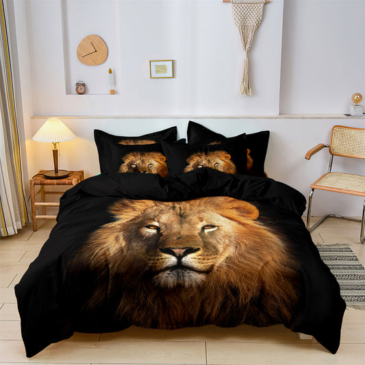 Lion Printed Quilt/Duvet Cover Bedding Set