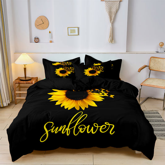 Sunflower Printed Quilt/Duvet Cover Bedding Set