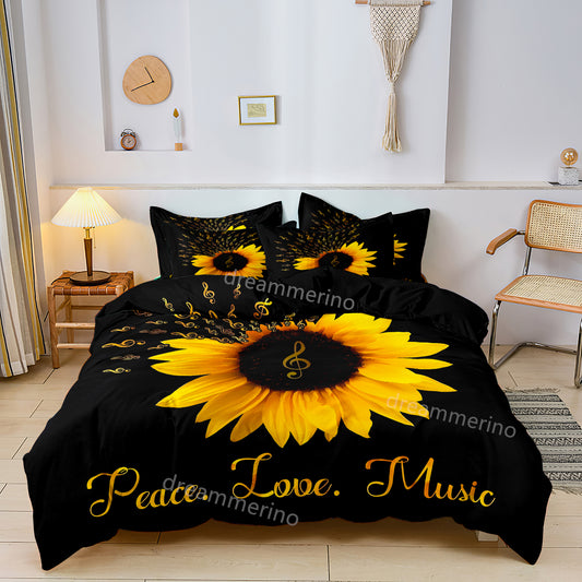 Sunflower Printed Quilt/Duvet Cover Bedding Set