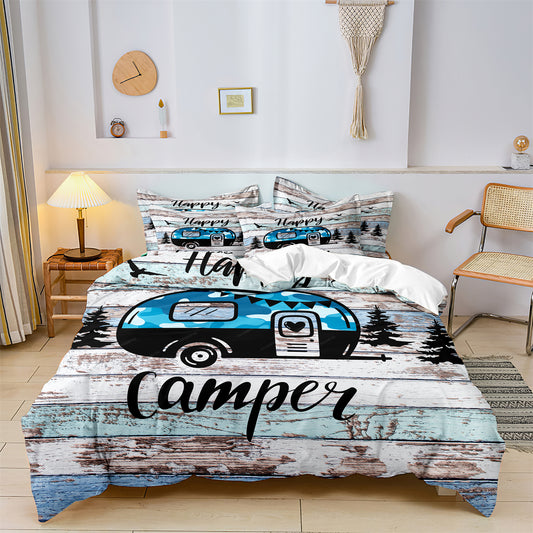 Modern Camping Theme Quilt/Duvet Cover Bedding Set