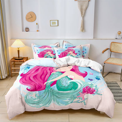 Mermaid Printed Quilt/Duvet Cover Bedding Set