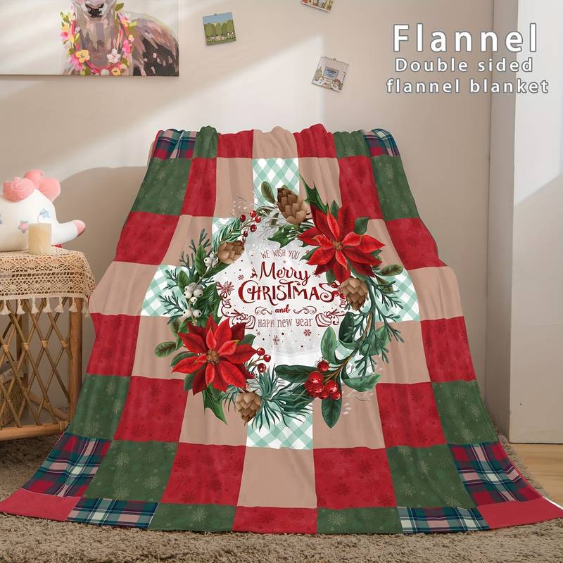 Christmas Floral Flannel Blanket