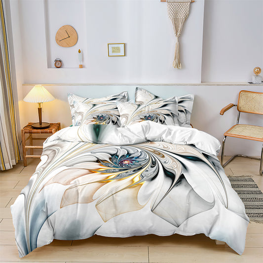 Floral Marble Printed Soft Quilt/Duvet Cover Bedding Set