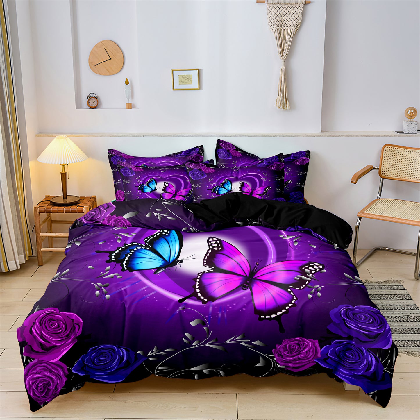 Butterfly Quilt Duvet Doona Cover Pillowcase Bedding Set