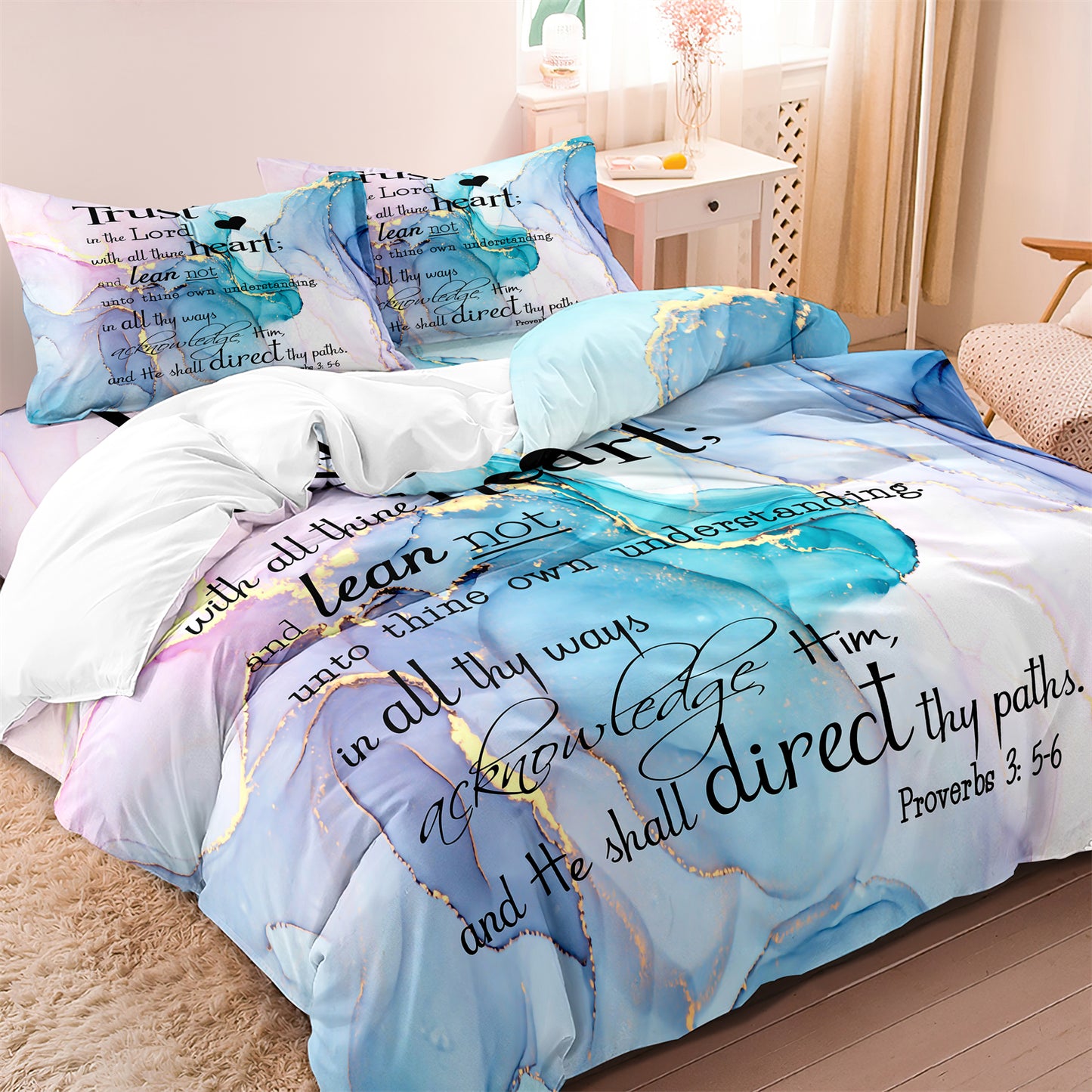 Marble Printed Quilt/Duvet Cover Bedding Set