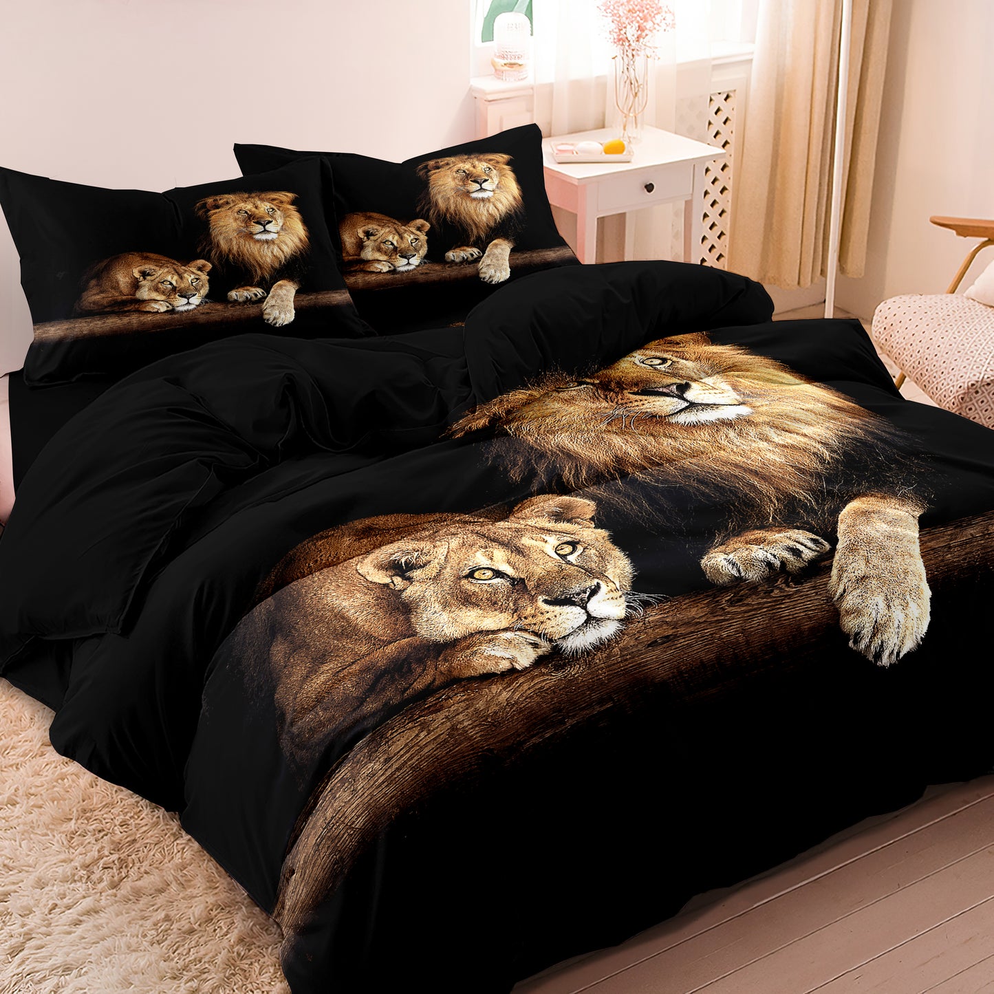 Tiger & Lion Printed Quilt/Duvet Cover Bedding Set