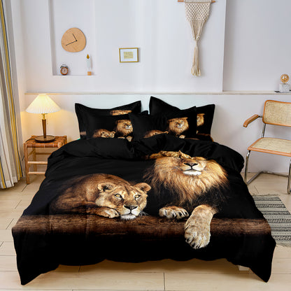 Tiger & Lion Printed Quilt/Duvet Cover Bedding Set