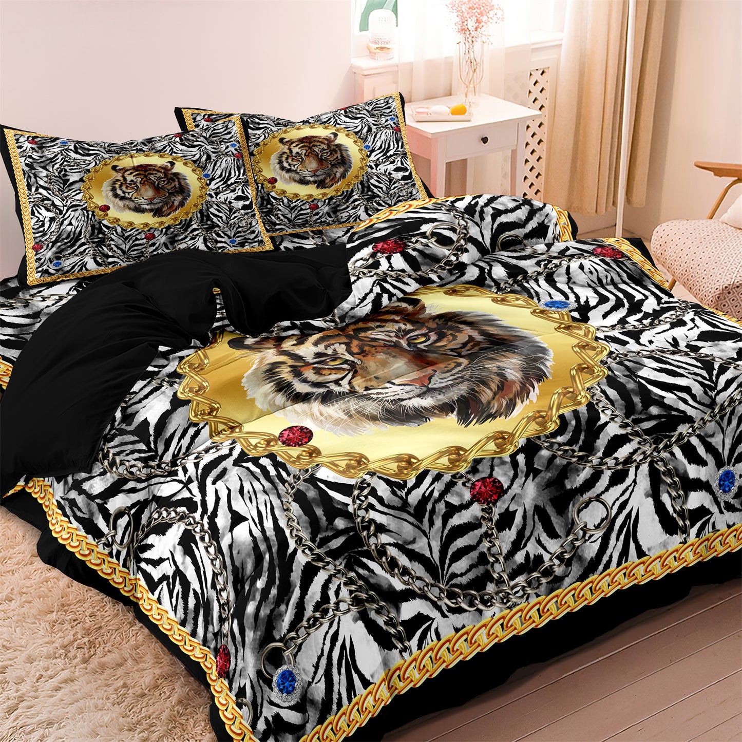 Tiger Printed Quilt/Duvet Cover Bedding Set