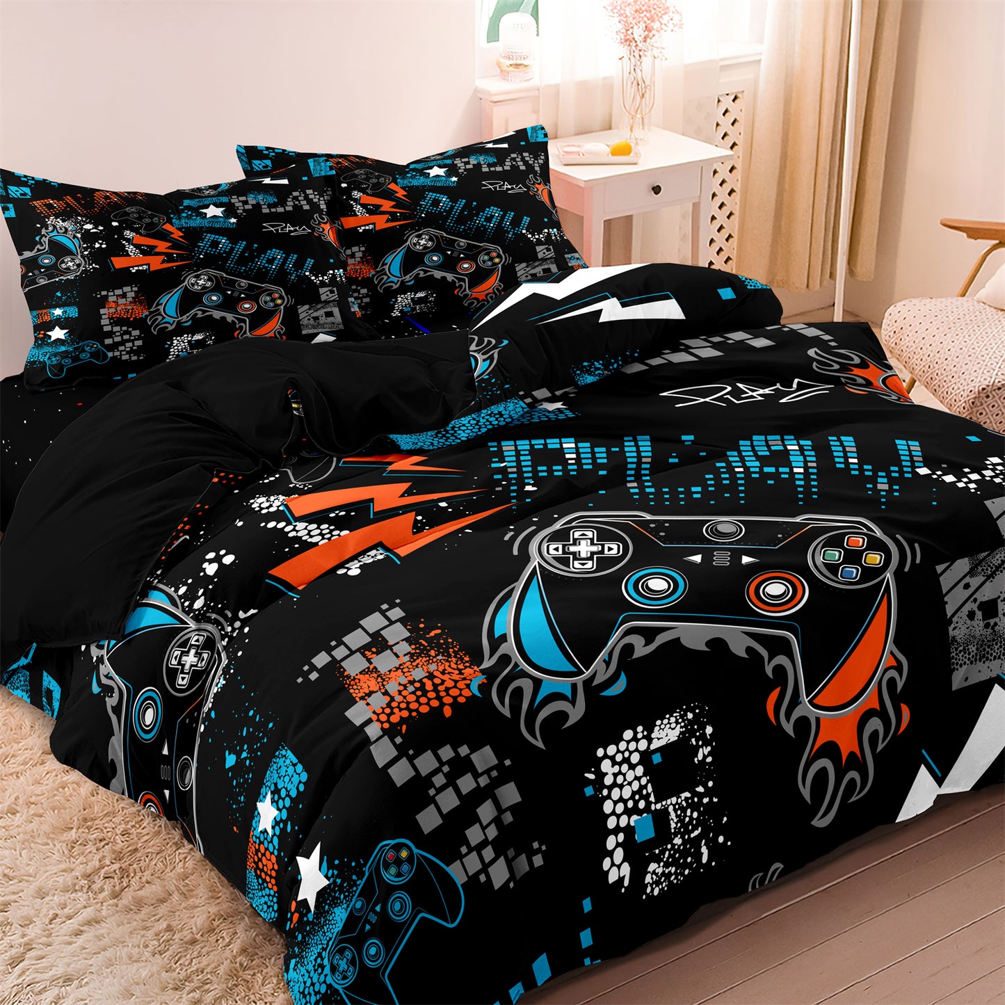 Game Controller Gamepad Printed Quilt/Duvet Cover Bedding Set