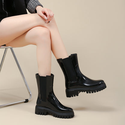 Womens Chelsea Boots Short Platform Rain Boots