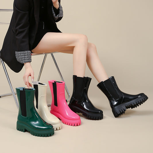 Womens Chelsea Boots Short Platform Rain Boots