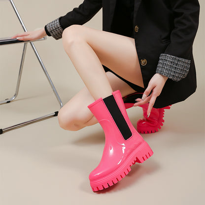 Womens Chelsea Boots Short Platform Rain Boots