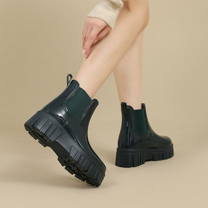 Platform Chunky Waterproof Ankle Rainboots