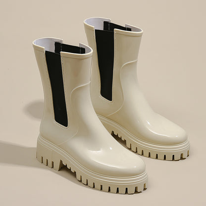 Womens Chelsea Boots Short Platform Rain Boots