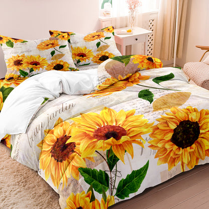 Sunflower Floral Duvet Quilt Doona Cover Bedding Set