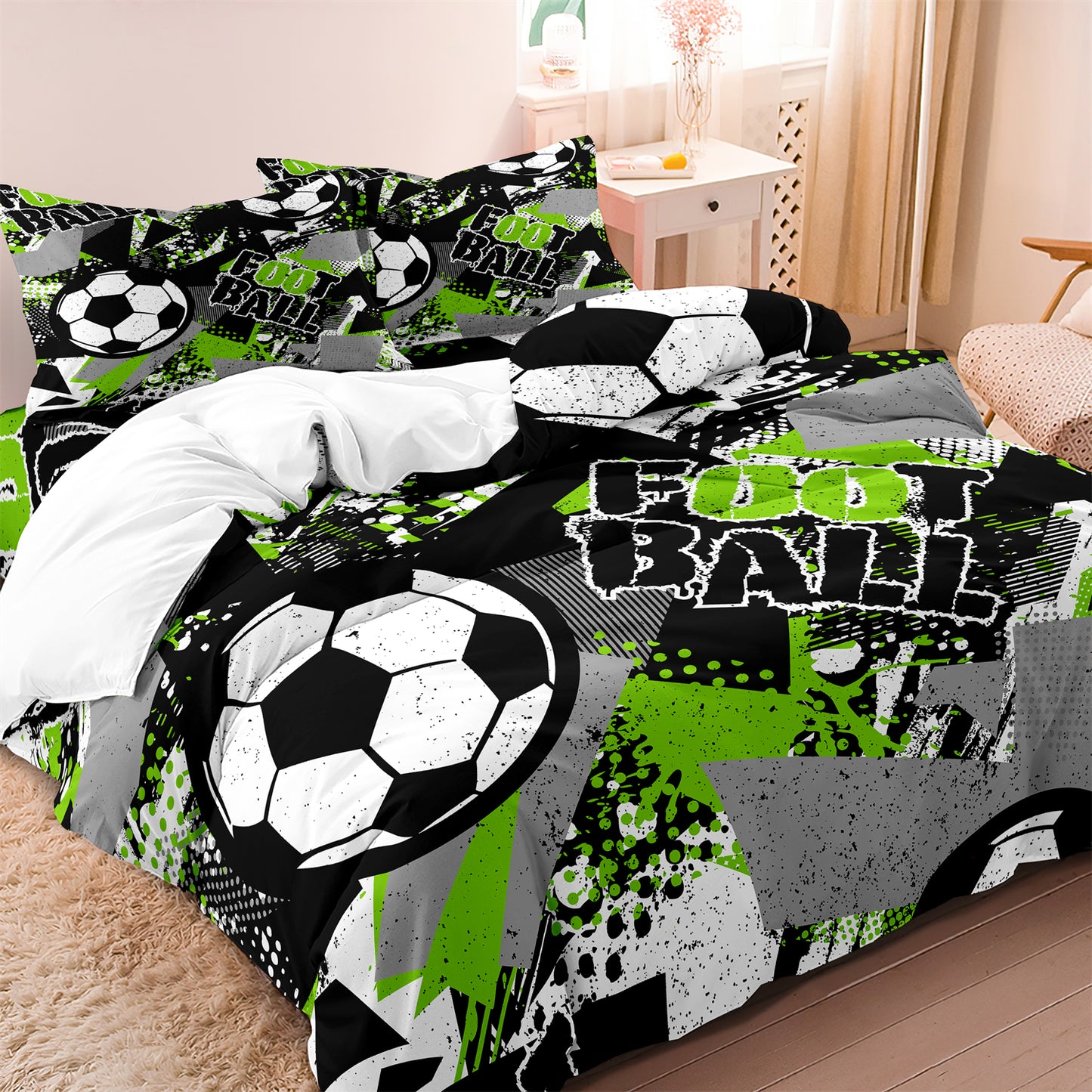 Football Printed Quilt/Duvet Cover Bedding Set