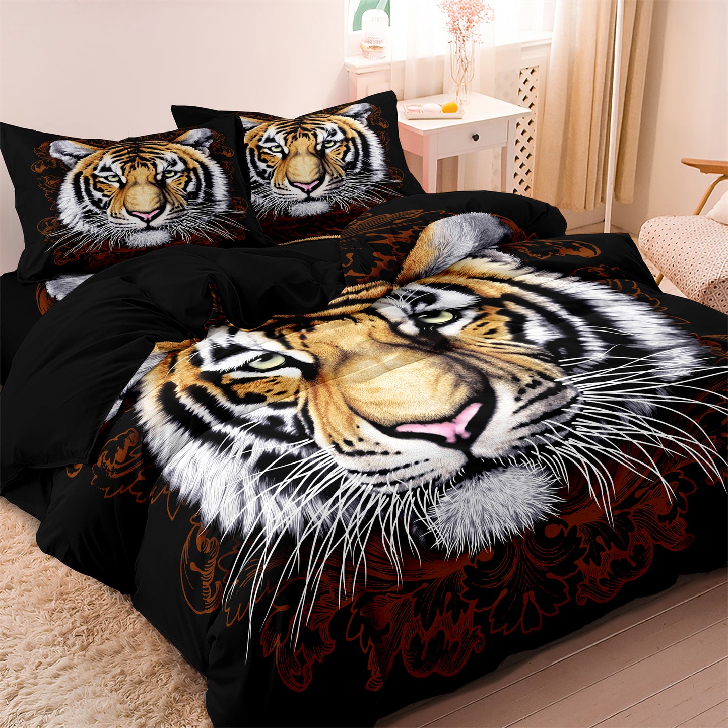 Tiger Printed Quilt/Duvet Cover Bedding Set