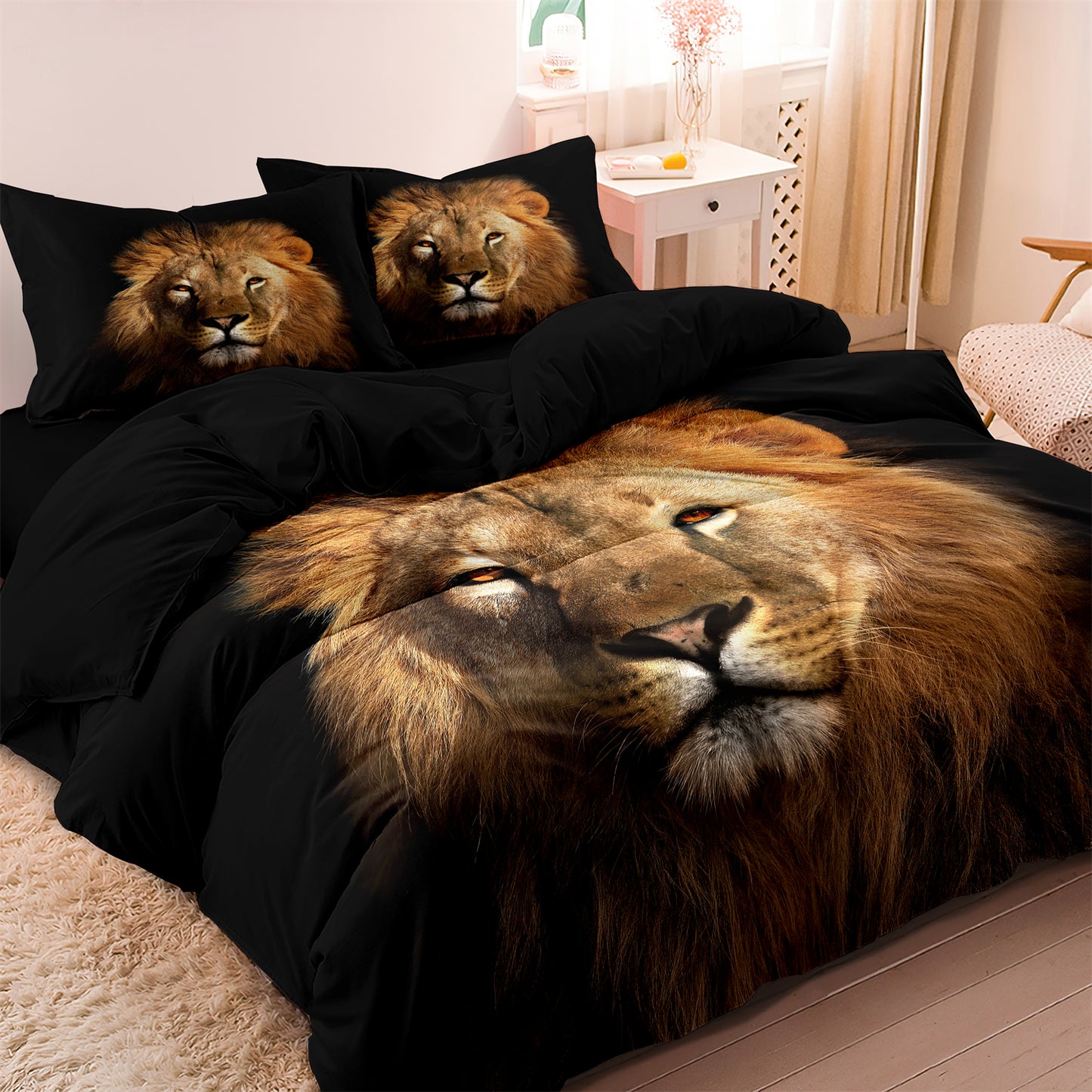 Lion Printed Quilt/Duvet Cover Bedding Set