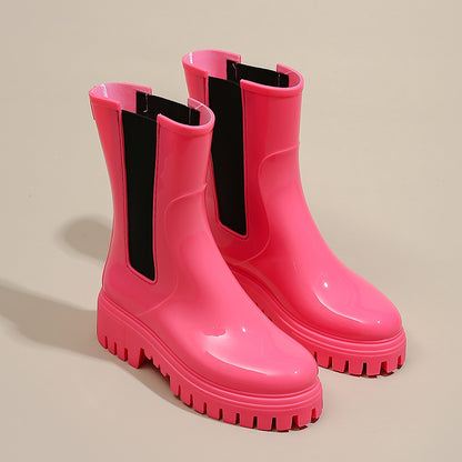 Womens Chelsea Boots Short Platform Rain Boots