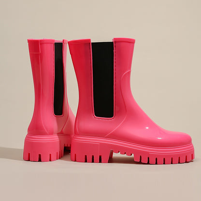 Womens Chelsea Boots Short Platform Rain Boots