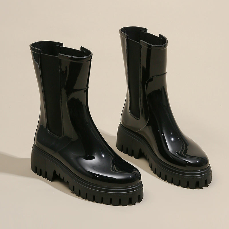 Womens Chelsea Boots Short Platform Rain Boots