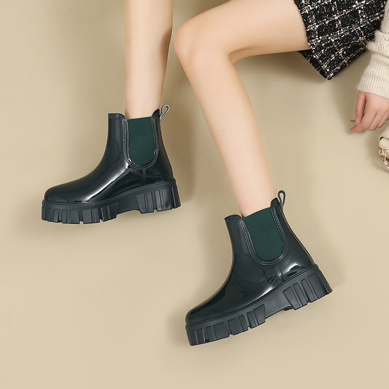 Platform Chunky Waterproof Ankle Rainboots