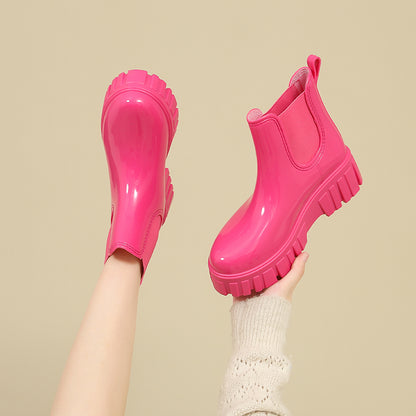 Platform Chunky Waterproof Ankle Rainboots