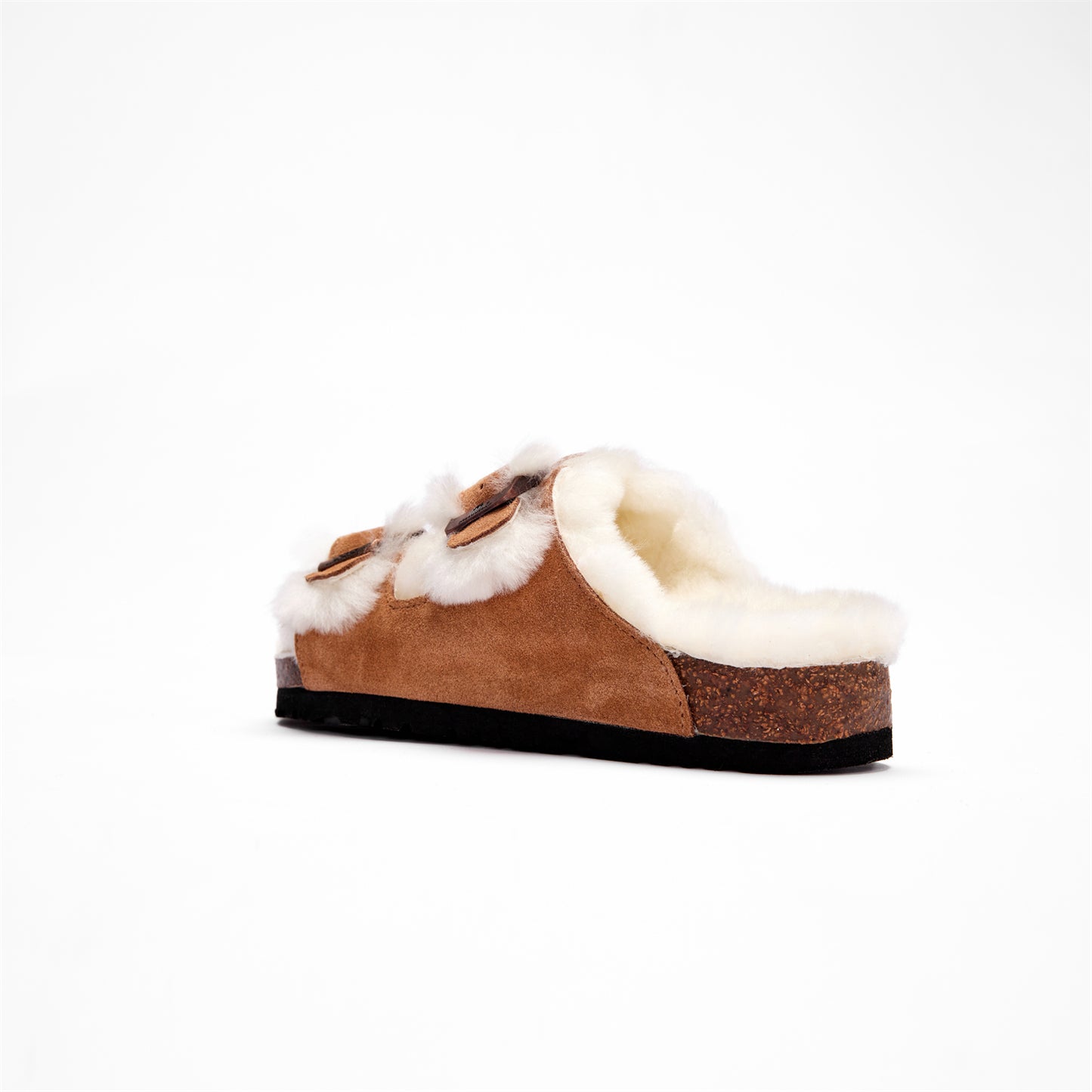 DREAMMERINO Premium Sheepskin Wool Buckle Sandals