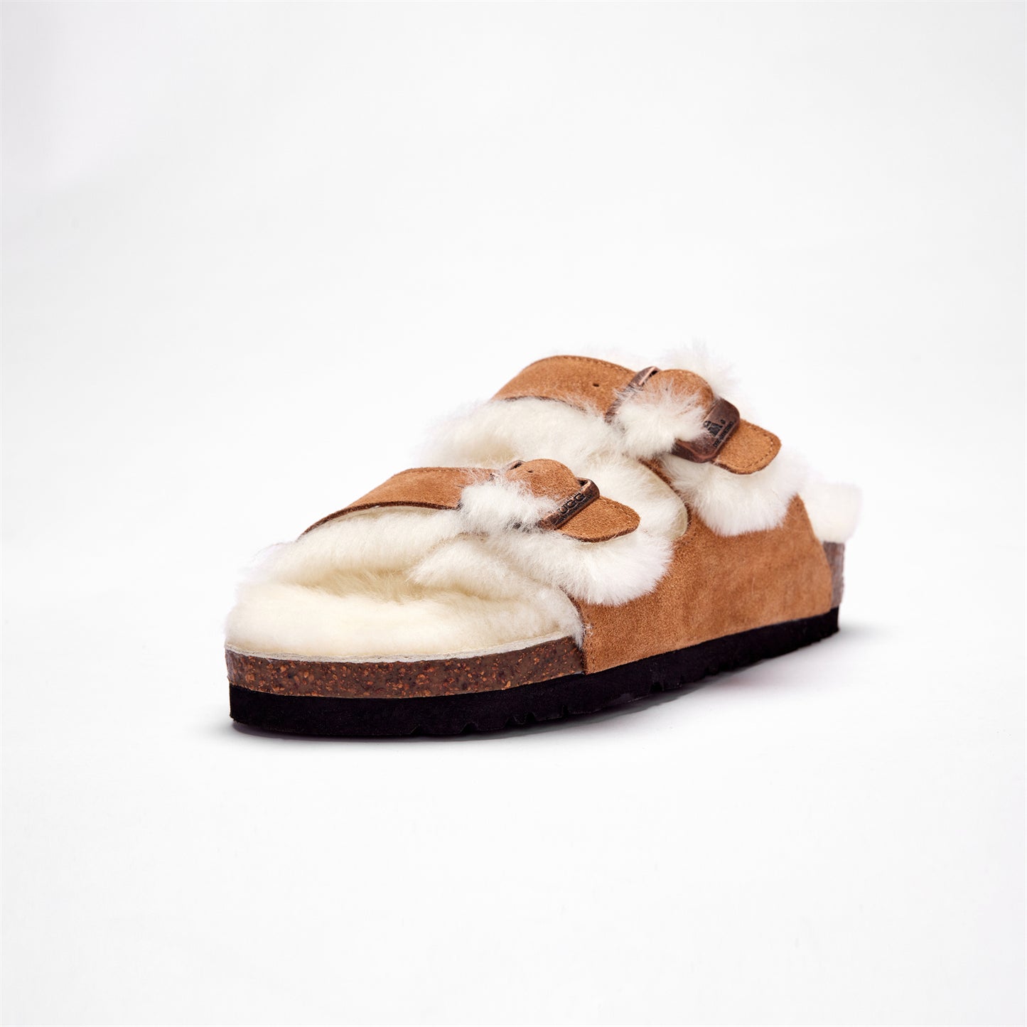 DREAMMERINO Premium Sheepskin Wool Buckle Sandals