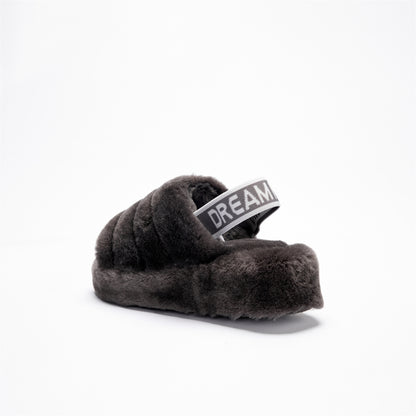 DREAMMERIN Slingback Strap Fluffy Slides Slipper