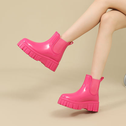 Platform Chunky Waterproof Ankle Rainboots