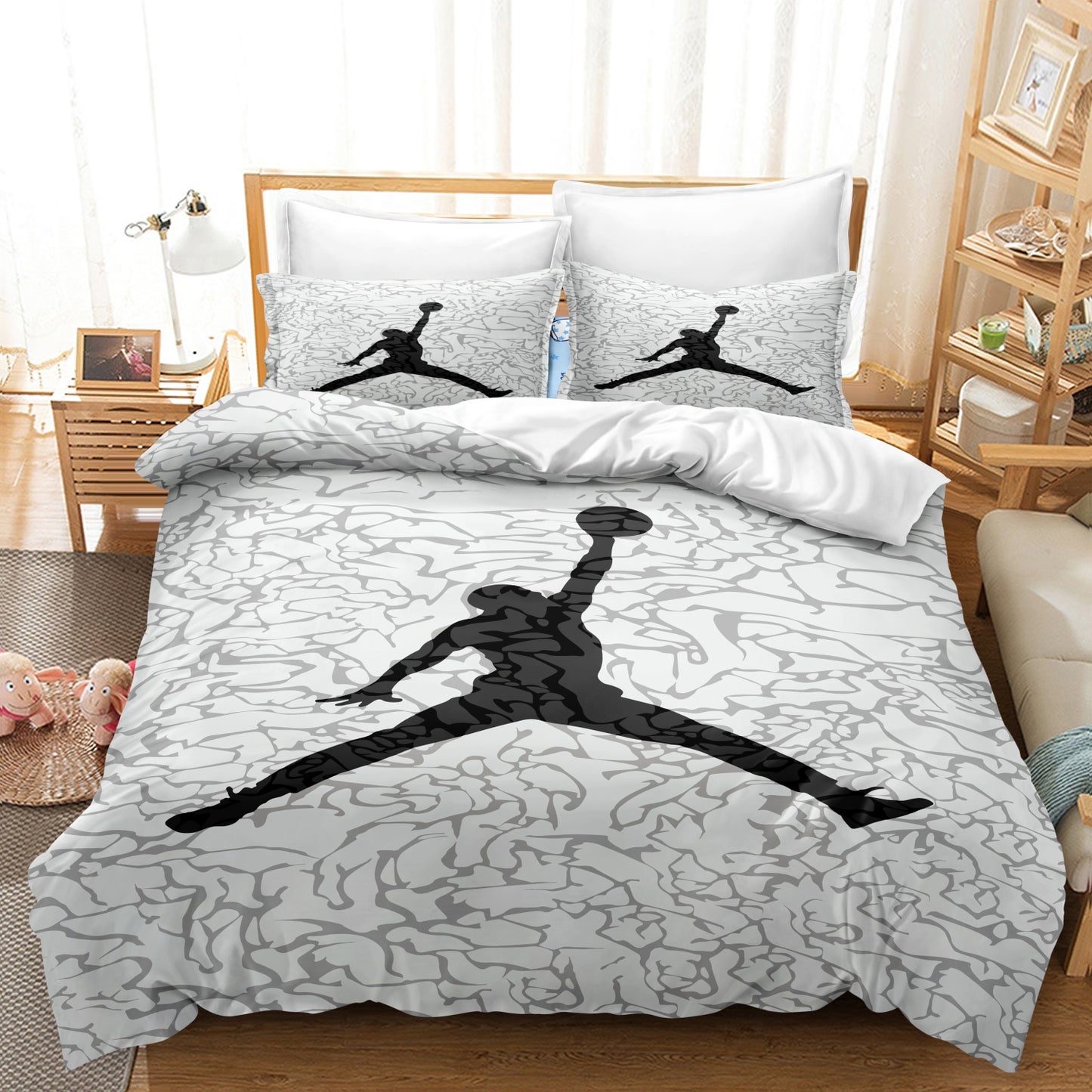 AU Ultra Soft Basketball Jordan Quilt Duvet Cover Bedding Set