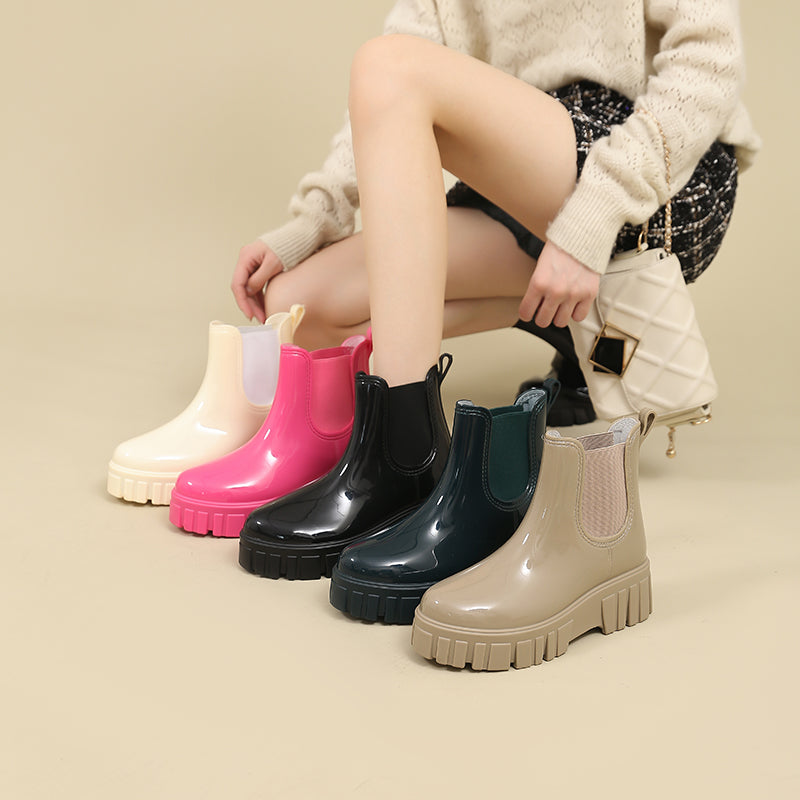 Platform Chunky Waterproof Ankle Rainboots